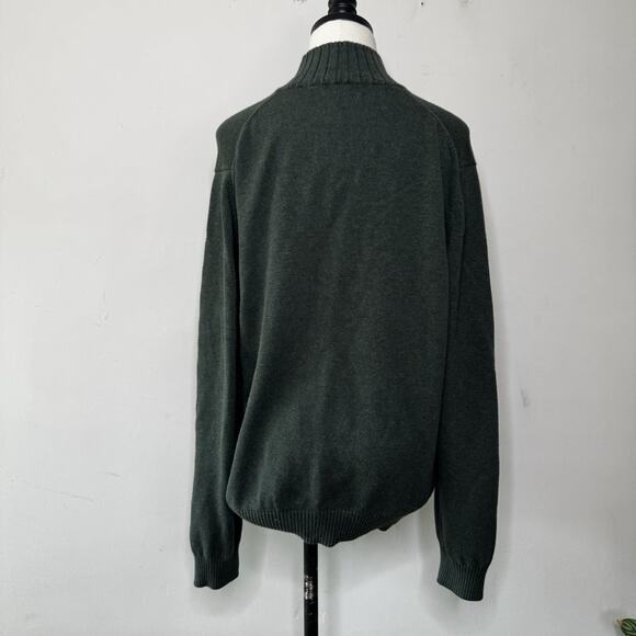 Y2K Earthy Green Cotton 1/4 Zip Mock Neck Pullover Sweater Hippie Mountain Man M - Picture 5 of 6